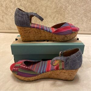 Toms Multicolor Striped Wedge Sandals